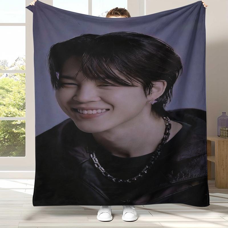 Coperta di Flanella Jimin Kpop B-BTS Star, Coperta Morbida Calda in Peluche per Casa Camera da Letto Letto Divano Copertura Ufficio Campeggio picnic regalo