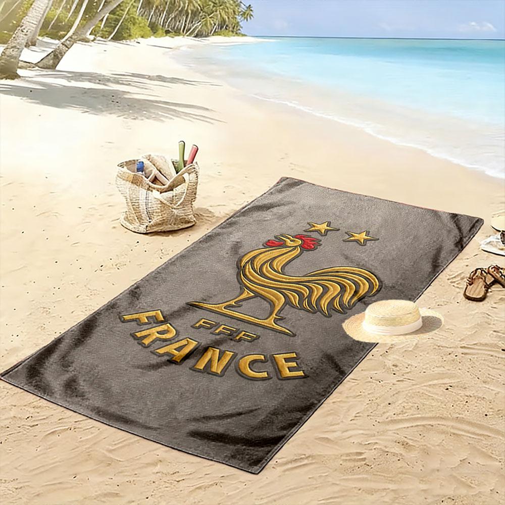 Golden Rooster France Design Beach Towel Quick-drying for Travel Outdoor Sports Jogging Beach and Swimming