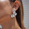 Yori Trending Stainless Steel Metal Oil Drip Flower Earrings for Women Prevent Allergy Metal Daily Summer Jewelry Accessories