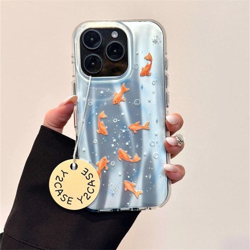 Meteor IND Double layered Star Bubble Little Goldfish Phone Case for iPhone 11 12 13 14 15 16 Pro Max