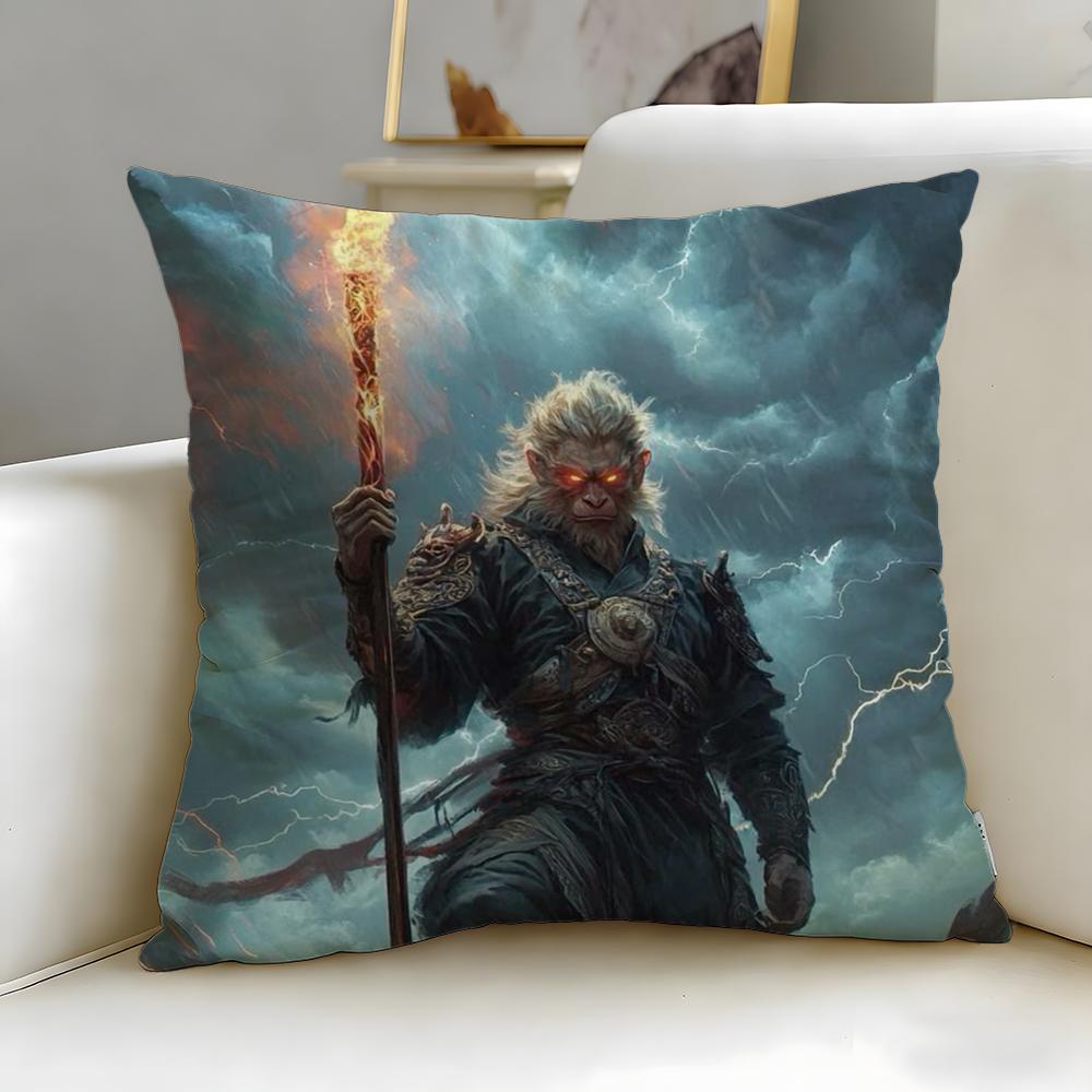 popular game Black Myth Wukong Cushion Cover Soft  EasyWash Pillow Case  Versatile for Couch Bed Travel and Office
