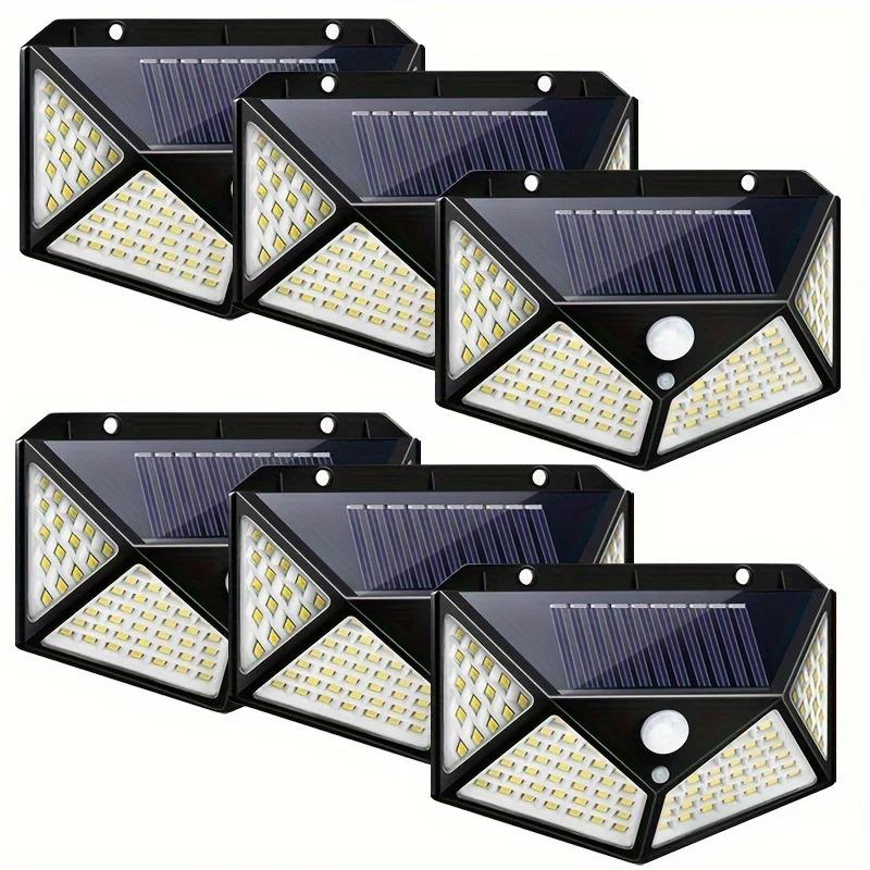 1/2/4/6/8 PCS 100 LED Solar Power Wall Light  1200mAh IP65 Waterproof  Motion Sensor Wall Lights For Garden Outside Decoration