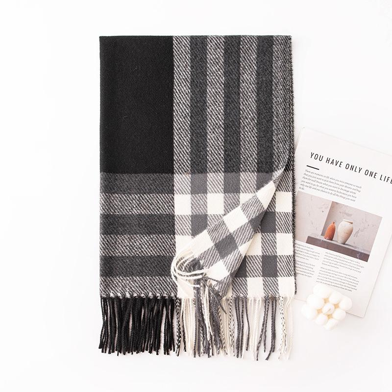 Women's New Winter Scarf All Match High End Shawl  Tassel  Korean Style Plaid  Warm Couple  Thickened Scarf