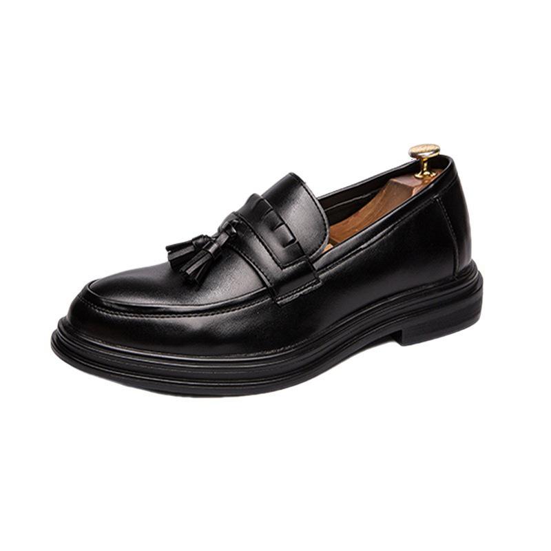 Korean-Style Men's Casual Leather Loafers - Youthful, Versatile, and British-Inspired Slip-On Shoes