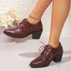 Fashion Spring Shiny Leather Women Shoe Round Toe Loafers Woman Pumps Chunky Leather High Heel Shoes for Women Zapatos De Mujer