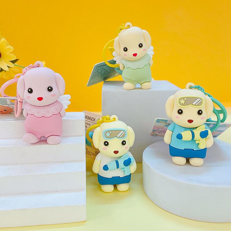 Chaveiro de Cachorrinho da Bela Desenho Animado Pingente de Boneca para Mochila Feminina Lindo Pingente para Bolsa de Casal Pequeno Presente
