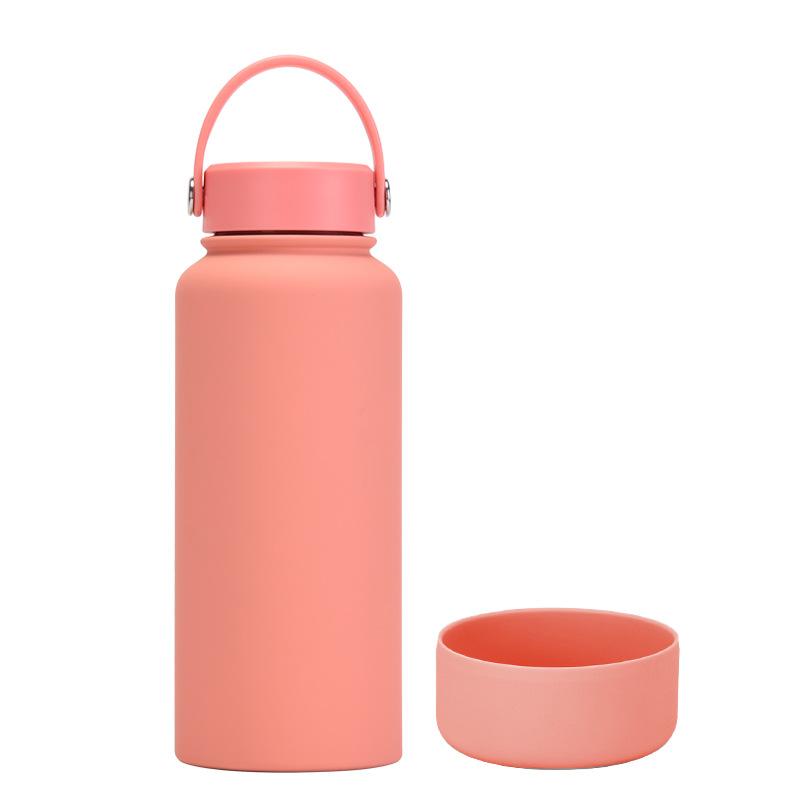 1L Large-Capacity Thermos Cup With Non-Slip Bottom, Portable Outdoor Sports Kettle, Frosted Water Cup