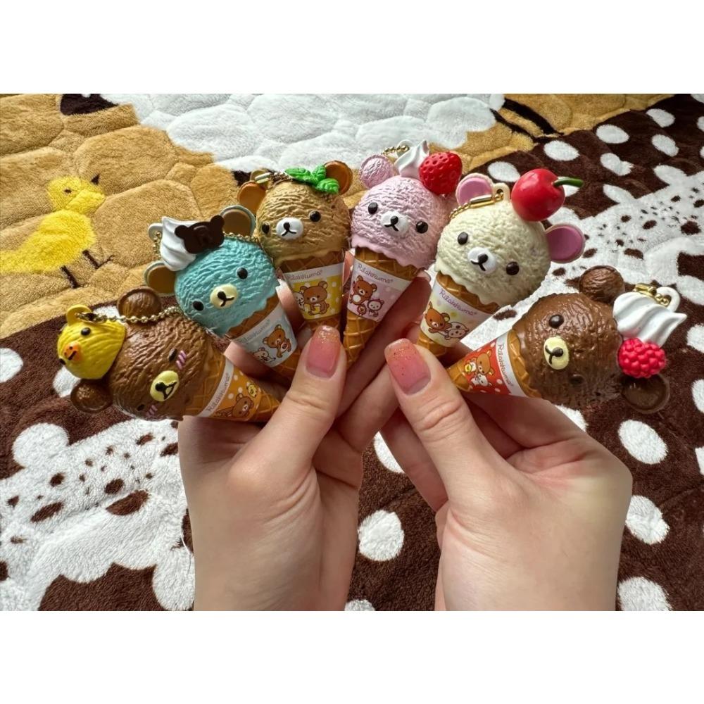 Anime Figure Kawaii Capsule Blind Box Ice Cream Bear Bead Chain Hanging Bag Doll Toy Model Decoration Pendant Birthday Gift