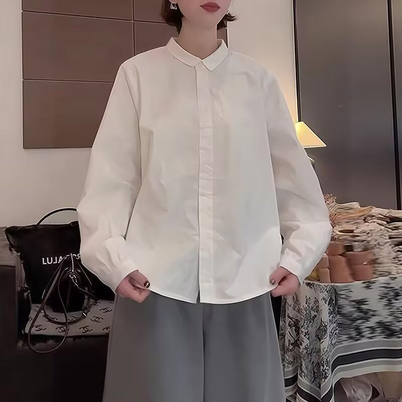 Women s Classic High-Quality White Long-Sleeve Blouse (2026) XL