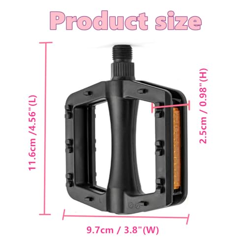 A pair of black mountain bike pedals, sealed bearing lightweight platform pedals, suitable for most adult bicycles such as highway mountain cities