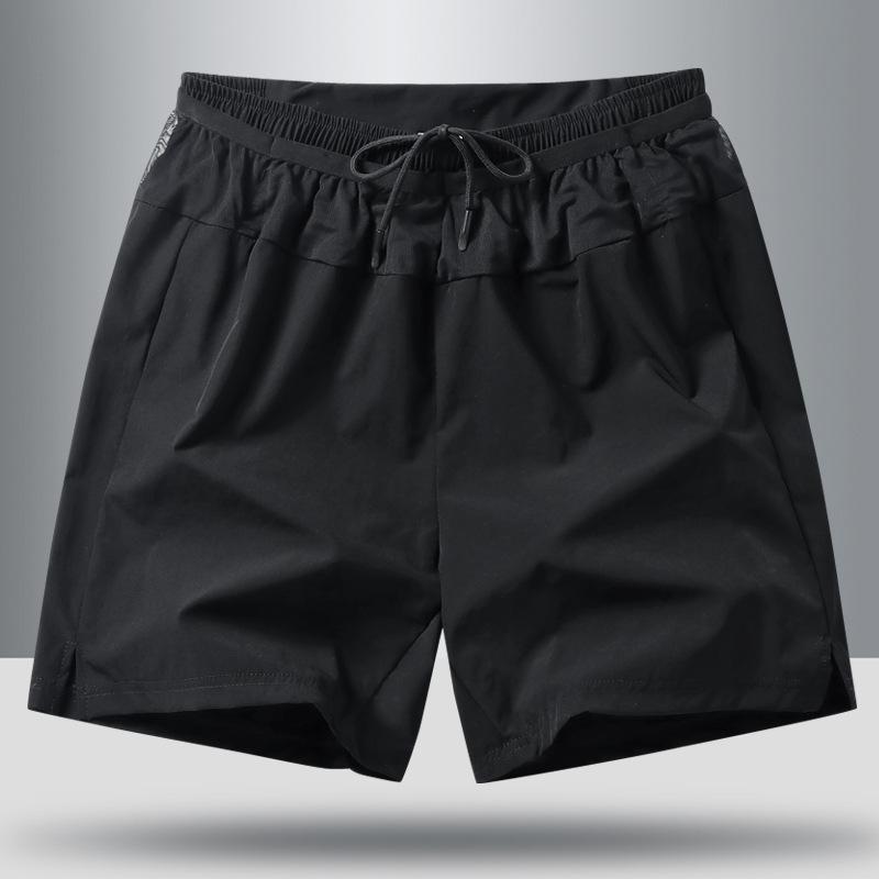

Летние шорты из ледяного шелка для мужских видов спорта на открытом воздухе, свободные и повседневные, тонкие, быстросохнущие, дышащие пляжные шорты, парные шорты для бега S чёрный