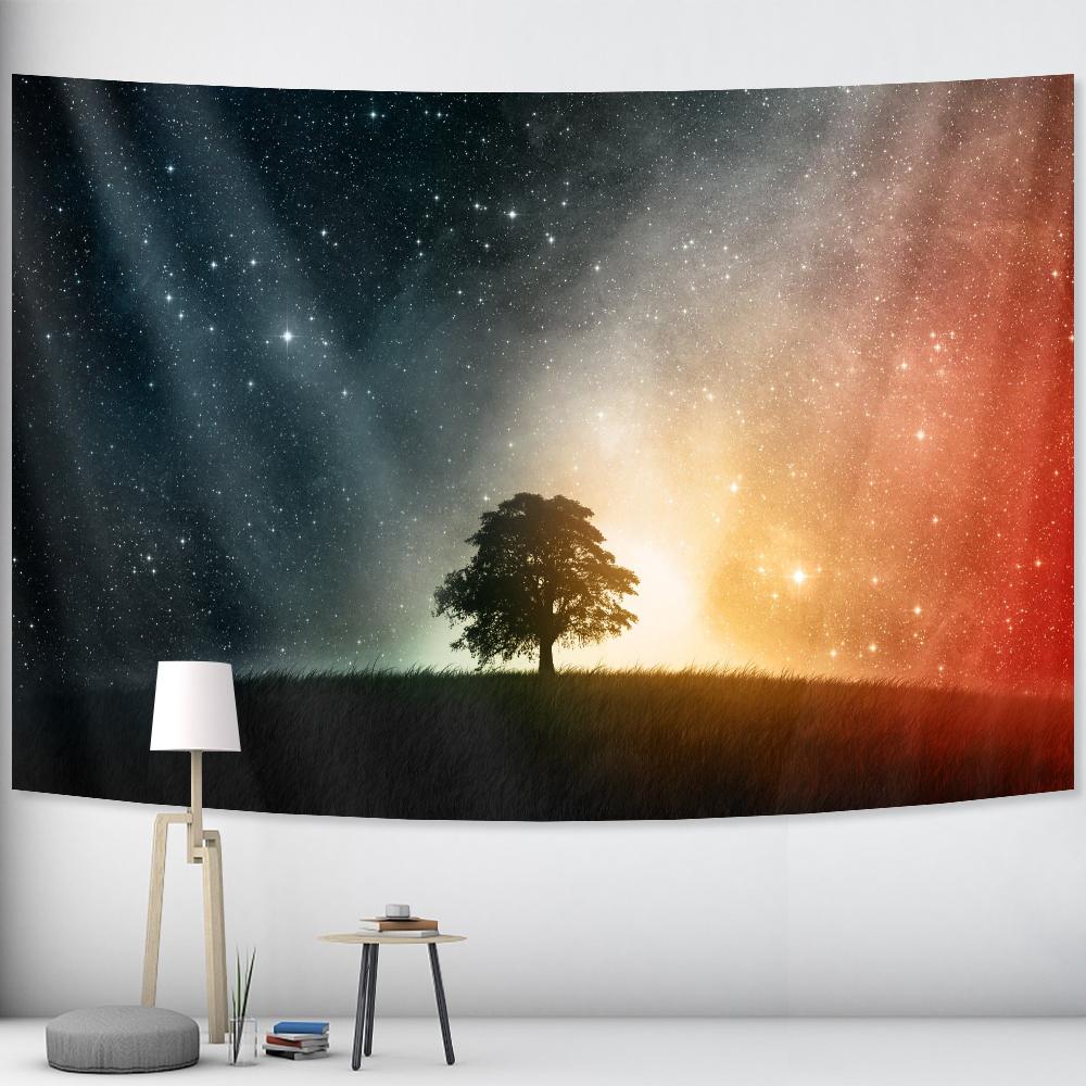 Mysterious Milky Way Starry Sky Wall Hanging Psychedelic Scene Hippie Bohemian Decoration Tapestry Yoga Mat Mattress Home Decor