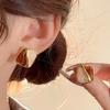 Autumn Winter 2025 High-End Maillard Color Block Coffee Ear Clips and Stud Earrings for Women