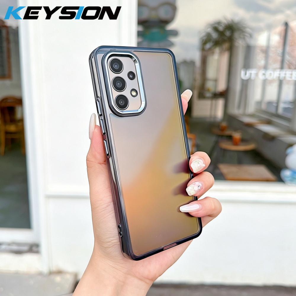KEYSION Fashion Laser Gradient Colorful Phone Case for Samsung A53 5G A52S 5G TPU+PC Shockproof Back Cover for Galaxy A13 4G 5G
