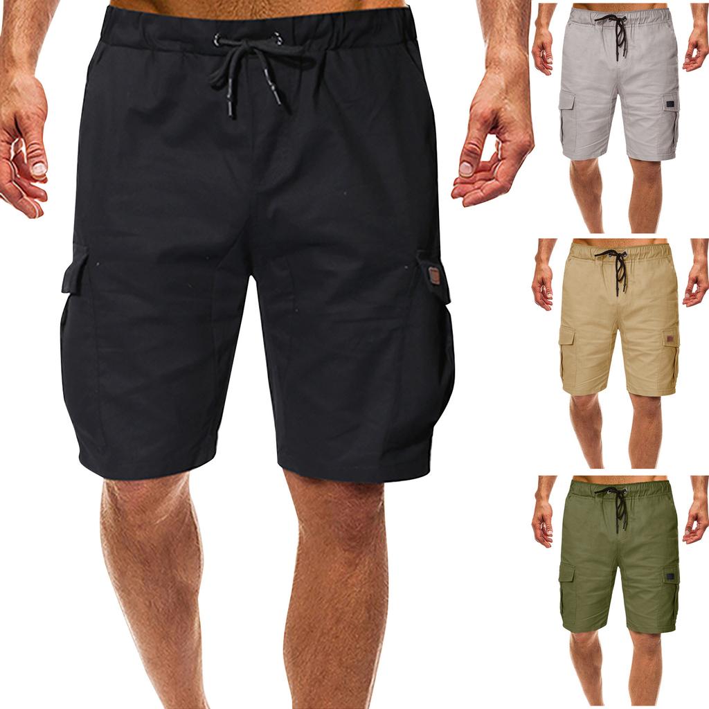 Men Summer Fashion Casual Solid Basic Loose Quick-drying Shorts Beach Pants