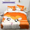 Hamtaro Muster Bettwäsche Bettdecke Set Heimdekoration Geschenk (1 Bettbezug + 2 Kissenbezüge (ohne Füllung))