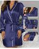 Women's European & American Style Ice Silk Nightgown with Long Sleeves – Comfortable, Close-Fitting, Sexy Pajamas & Bathrobe Set