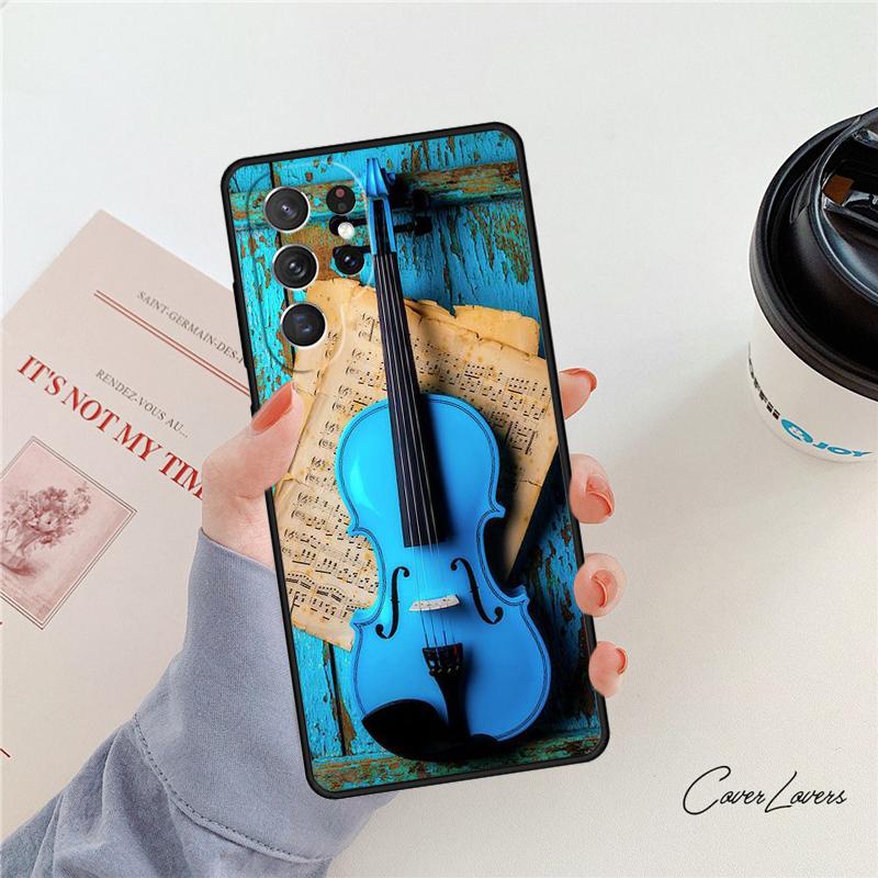 Musikalische Geige Gitarre Handyhülle Für Samsung Galaxy S24 S25 S23 S22 Ultra Note 10 20 Plus S20 S21 FE Hülle
