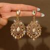 Xian Yin Luxury Retro Crystal Rhinestone Zinc Alloy Earrings - High-Quality Fashion Accessories for Banquets and Parties