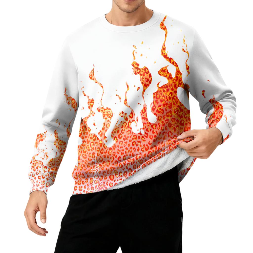 Men's Round Neck Fleece-Lined Thick Warm Sweatshirt