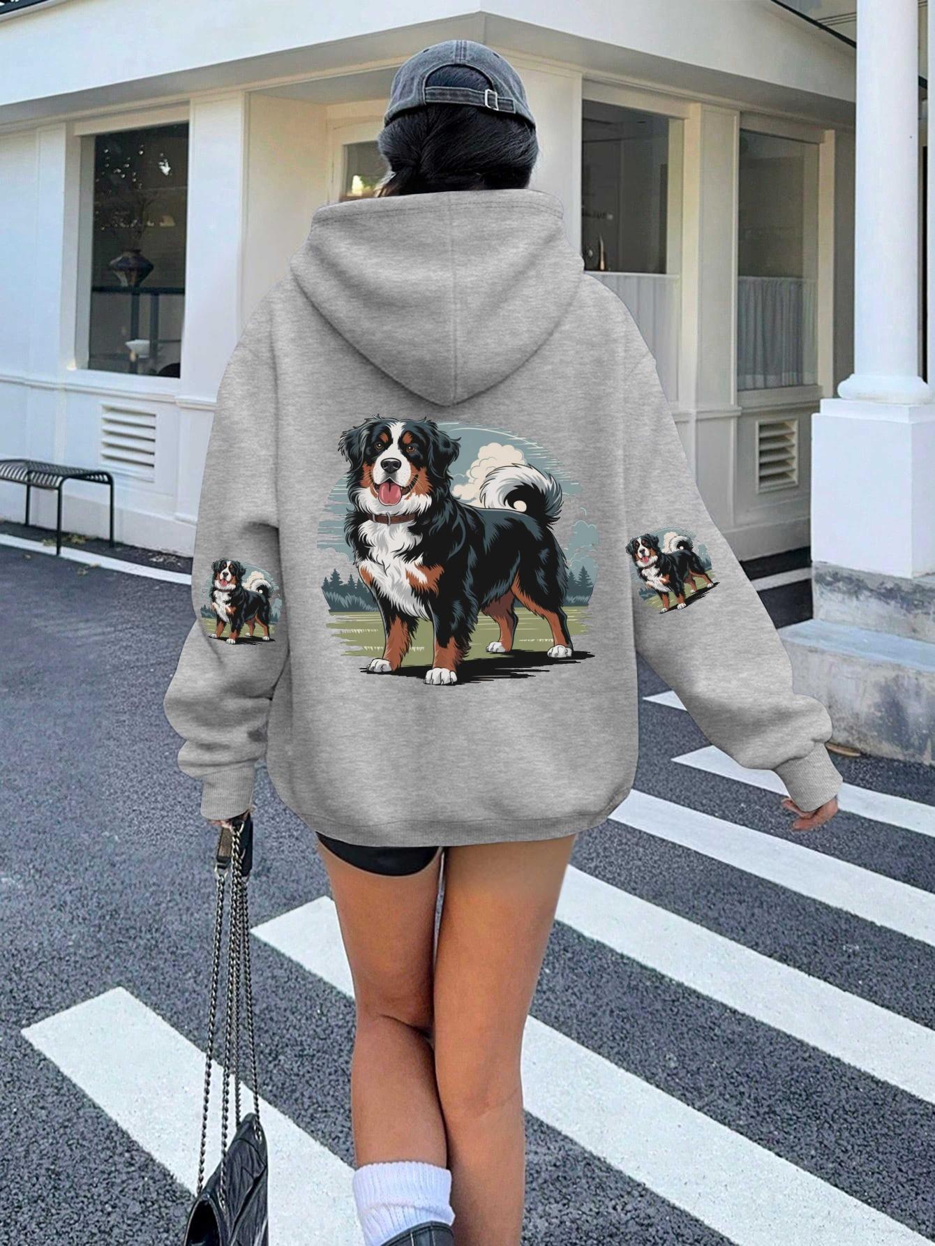 

Vintage Bernese Dog On Field women s hoodies XXL сірий