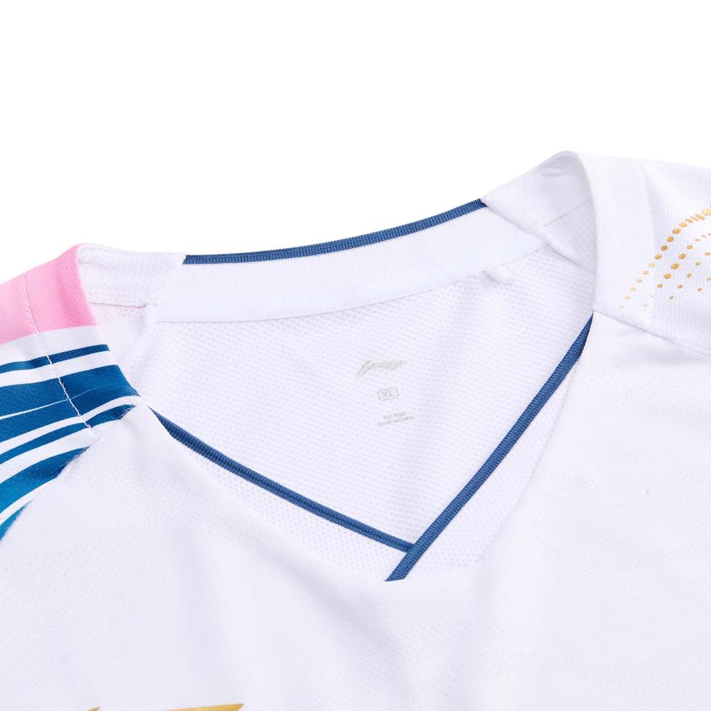 Li Ning Badminton Series Sportovní Ležérní Jednoduché Tričko s Krátkým Rukávem na Badminton Unisex Topy Standardní-Bílá AAYV165-2