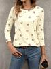 Women's Autumn Casual Tops, Long Sleeve T-Shirt With Color Block Patchwork Printed Pattern, Classic Design, Versatile, Comfortable Dusty Pink