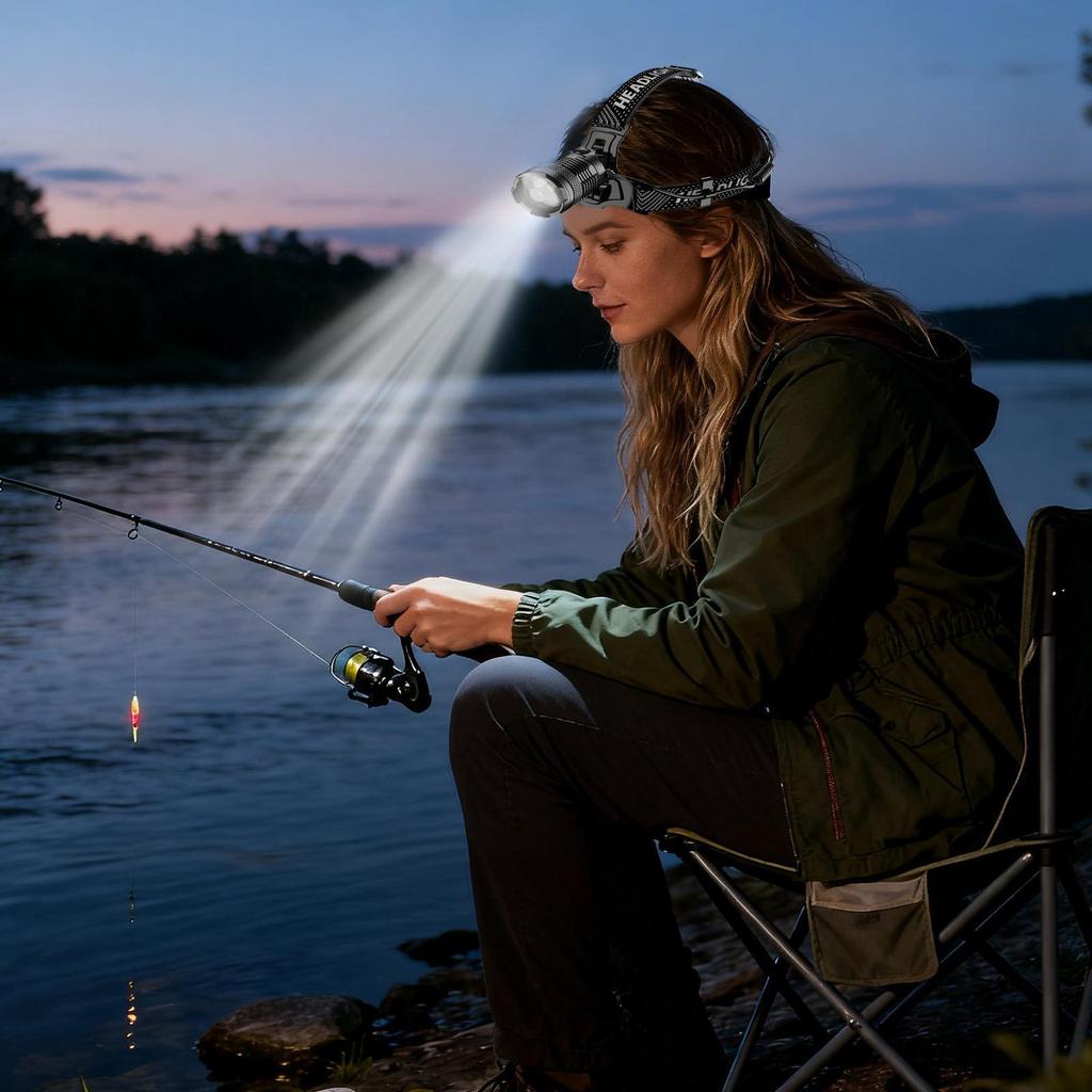 Rechargeable Headlamp Motion Sensor Waterproof Flashlight 15000 Lumen 3 Modes Adjustable Focus Headlamps For Adults Camping