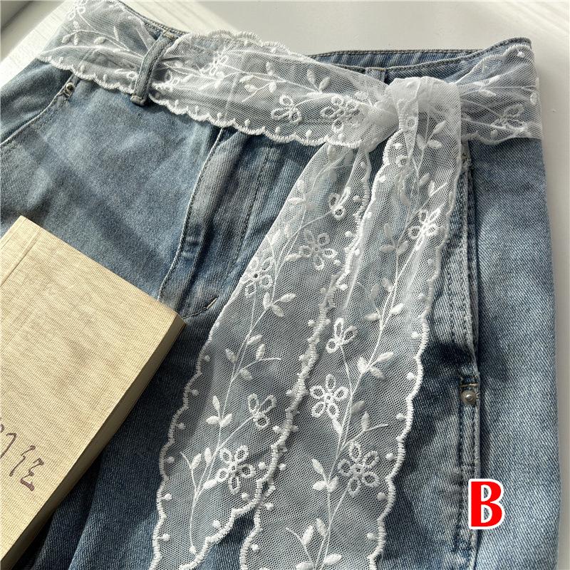 Sweet Lace Waistband for Women Adjustable Long Gauze Ribbon Bow Tie Belt Dress Jeans Accessory for Party Wear