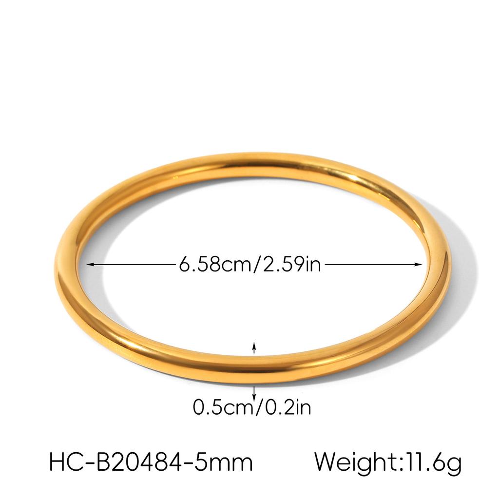 Minimalist Ins style landscape face plain hoop bracelet, light luxury versatile titanium steel bangle, 18k gold jewelry