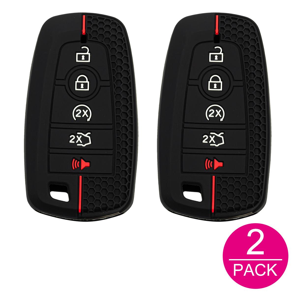 

2x Silicone Car Key Fob Cover Case Holder Keychain For Ford Bronco Sport Edge Escape Expedition Explorer Lincoln Aviator Corsair