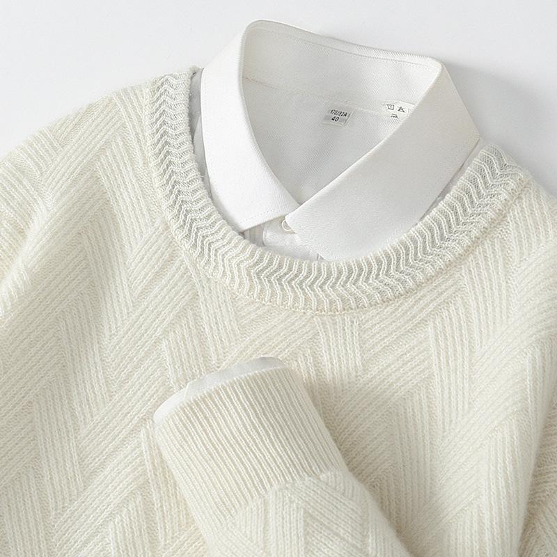 Men's 2023 Autumn/Winter Loose Wool Knit Cashmere Sweater - Thick, Warm, Casual Base Layer Sweater