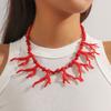 Multi-layer Beaded Coral Necklace Bohemia Ocean Style Beach Choker Coralal Pendant Necklace  Summer