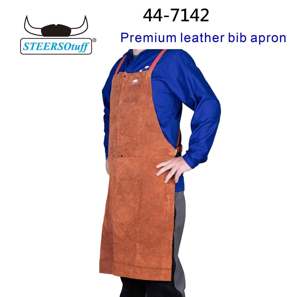 Weldas STEERSOtuff 44-7142 Leather Welding Bib Apron, Coffee Brown, 107 X 60 Cm