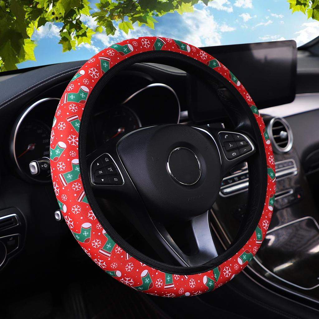 1PC Neoprene Universal Anti-Slip Steering Wheel Cover with Printed Pattern Comfortable Grip Elegant Creativity Car Accessory