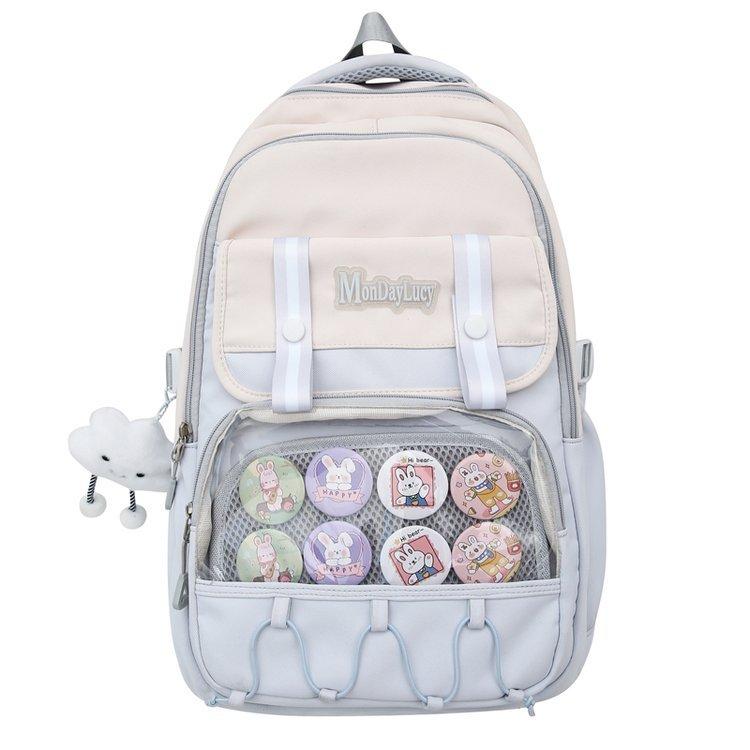 Цветной школьный рюкзак для студента, женский, большой емкости синий