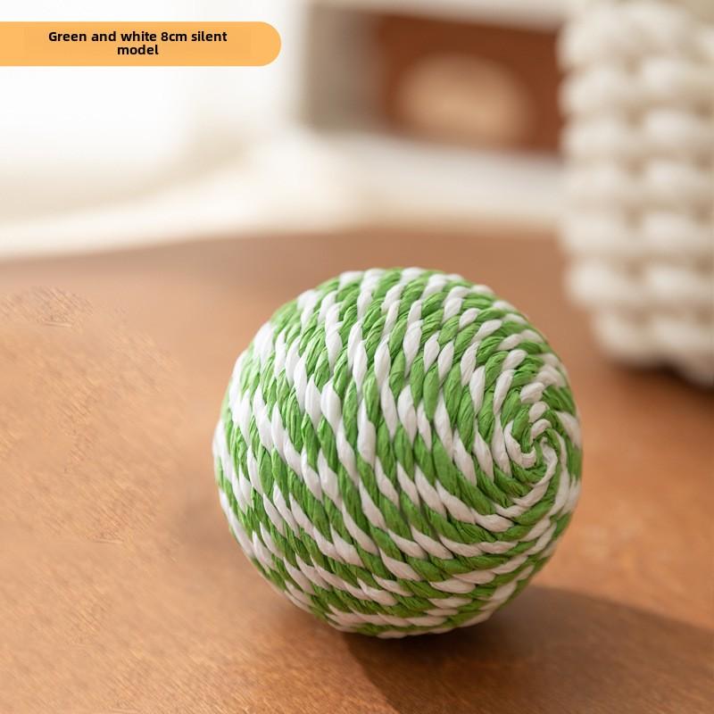 Cat Colorful Sisal Ball Toy Wool Ball Teasing Cat Ball Plush Self-hi To Relieve Boredom and Resist Biting Teeth Grinding Stick Teasing Cat Supplies