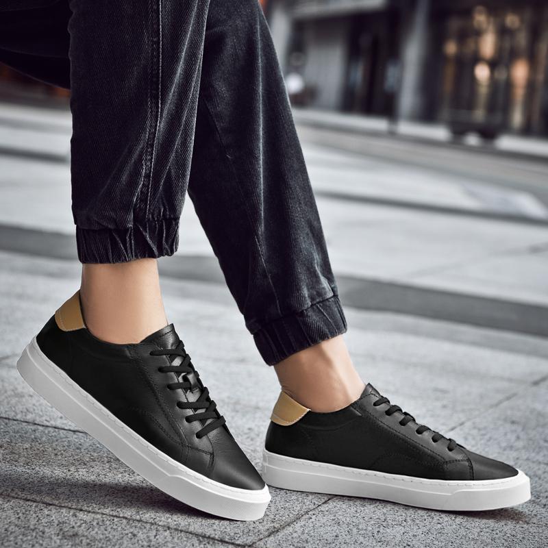 Men Shoes Classic Men's Lace Up Genuine Leather Shoes Men's Fashion Casual Wear-resistant Shoes Wild Non-slip Board Shoe