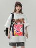 Unisex Retro Graffiti Print Loose-fit Cotton T-shirt - Plus Size Available