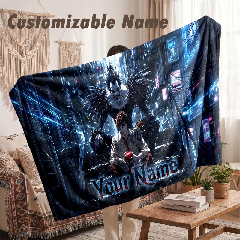Custom Name Flannel Blanket,Death Note Lightweight Warm Bed Blanket For Couch & Holiday Gift