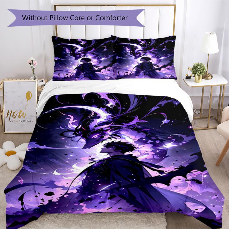 3pcs Solo Leveling Sung Jin-woo pattern bedding set duvet cover set includes duvet cover &pillowcases, perfect all season bedroom decoration & gift