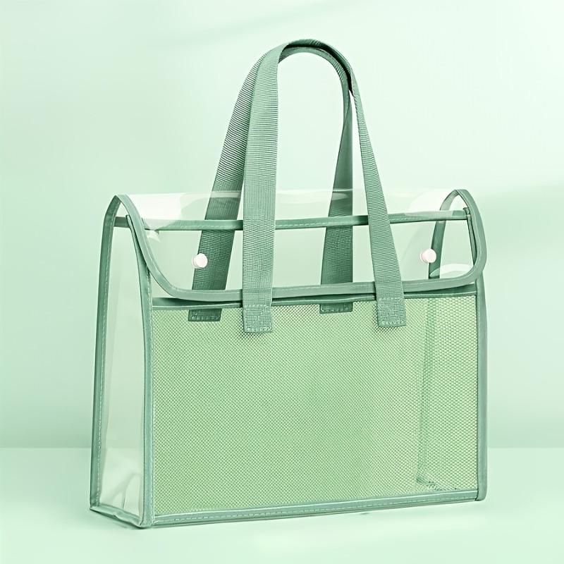 1pc Large Transparent PVC File Folder Organizer with Multiple Compartments for Tablets, School Supplies Storage