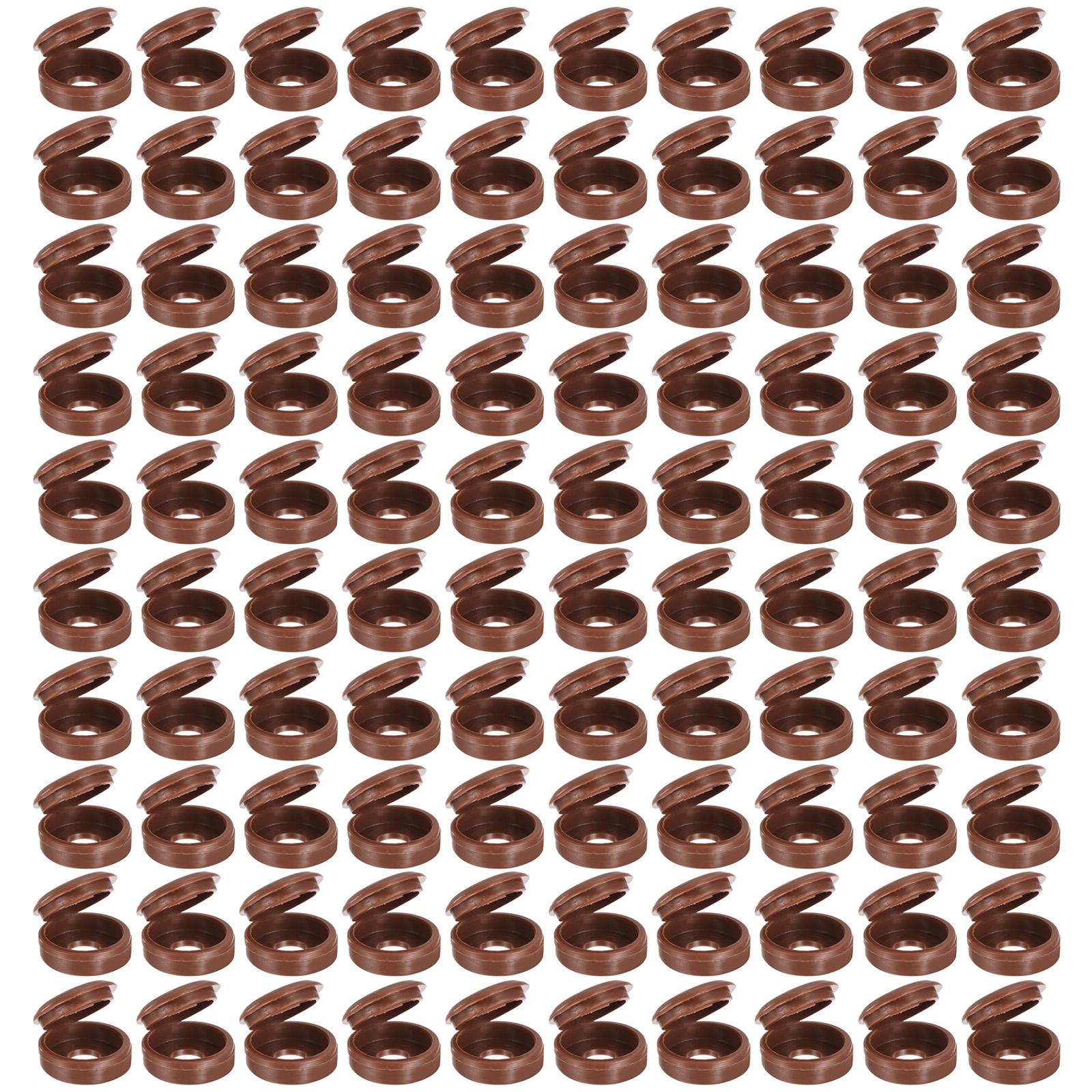 

100Pcs Cross Screw Folding Cap Tapping Screw Protective Hole Plugs Furniture Cover Cap Plastic Protective Covers темно-коричневого