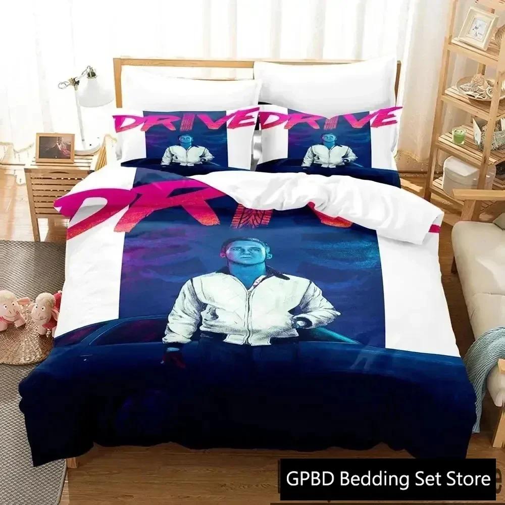 3D Print Drive Ryan Gosling Comfortable Duvet Quilt Cover Pillowcase Bedding Set Children Bedroom Decoration Home Textile