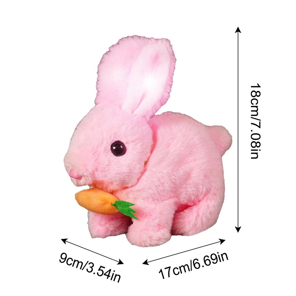 

Electronic Rabbit Toy Simulated Bunny Doll Interactive Plush Figures Hopping Robotic Animal Jumping toys birthday gifts for Kids розовый
