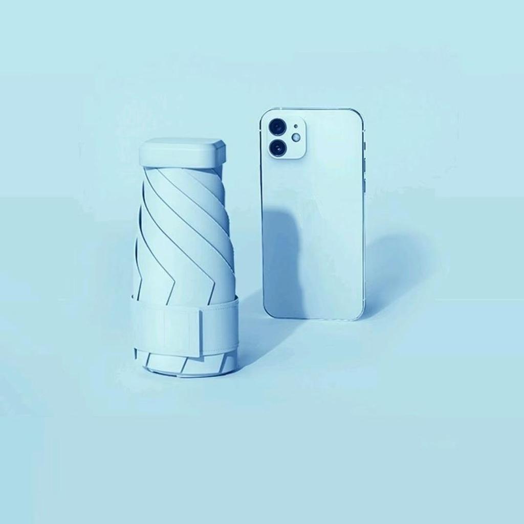 225g Ultra-Light 6-Fold Travel Umbrella, UPF50+ Black Coated Compact Windproof Umbrella for All-Weather Sun & Rain Protection