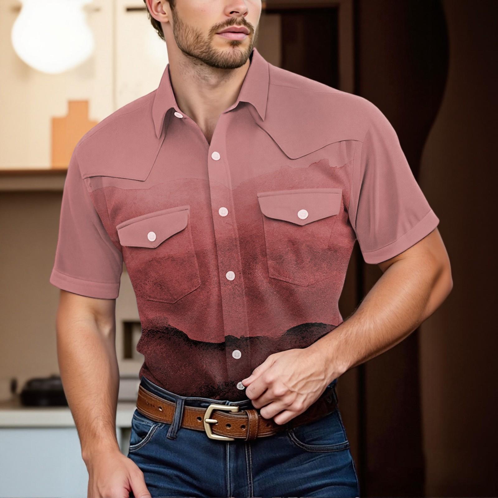 

Мужской модный топ кэжуал с короткими рукавами, лацканами и длиной до плеч XXL красный