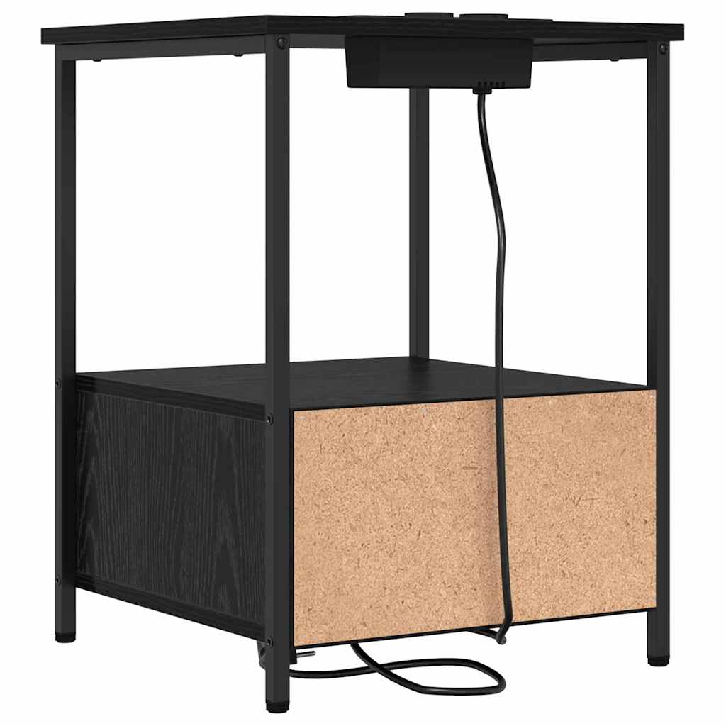 Nightstand Black Oak Look 42 x 41 x 56 cm Engineered Wood
