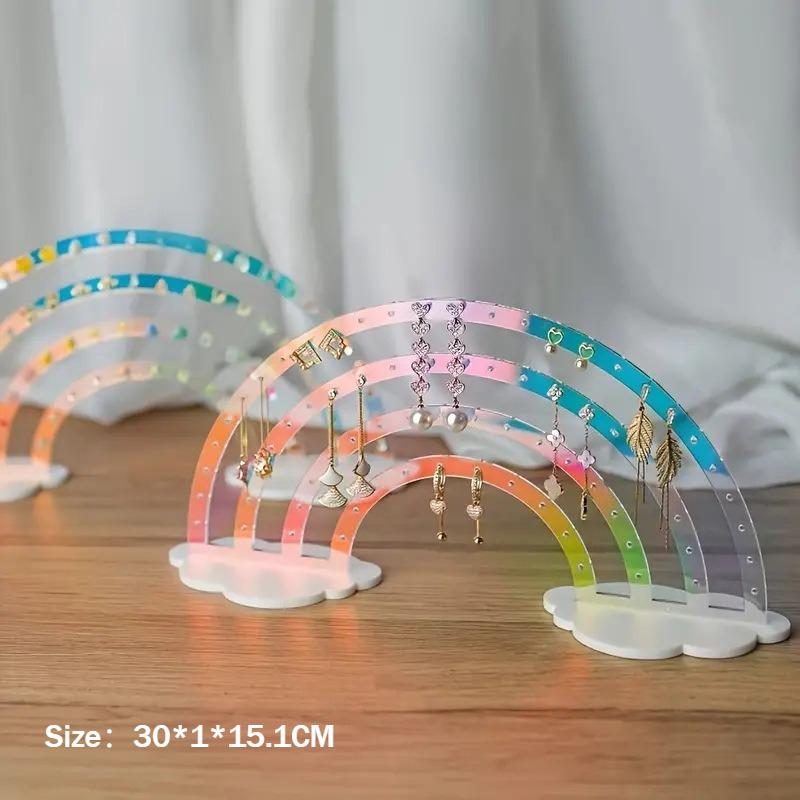 

Acrylic Jewelry Display Stand Earrings Rainbow Showcase Rack Jewellery Trinket Storage Holder Exquisite Earrings Organizer Shelf
