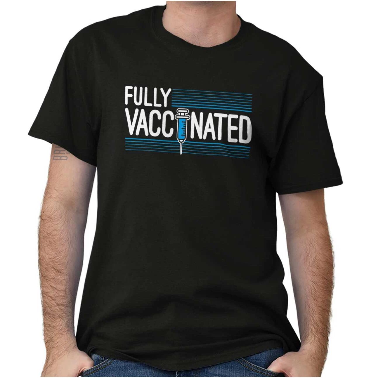 Fully Vaccinated Syringe Political Protest Womens or Mens Crewneck T Shirt Tee S
